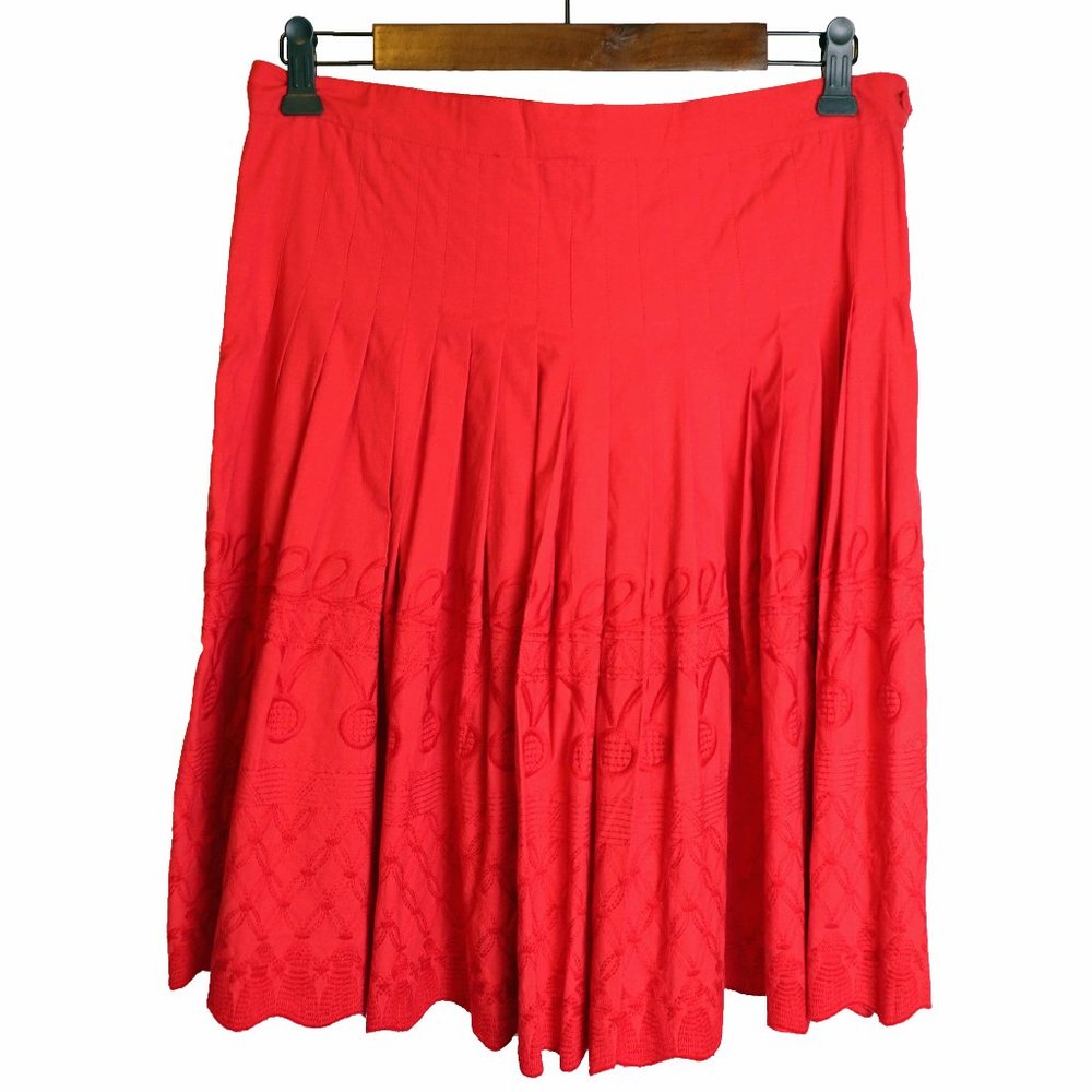 Gorgeous Topshop Red Embroidered Pleated Short Skirt Size 8 (UK size 10) NWT
